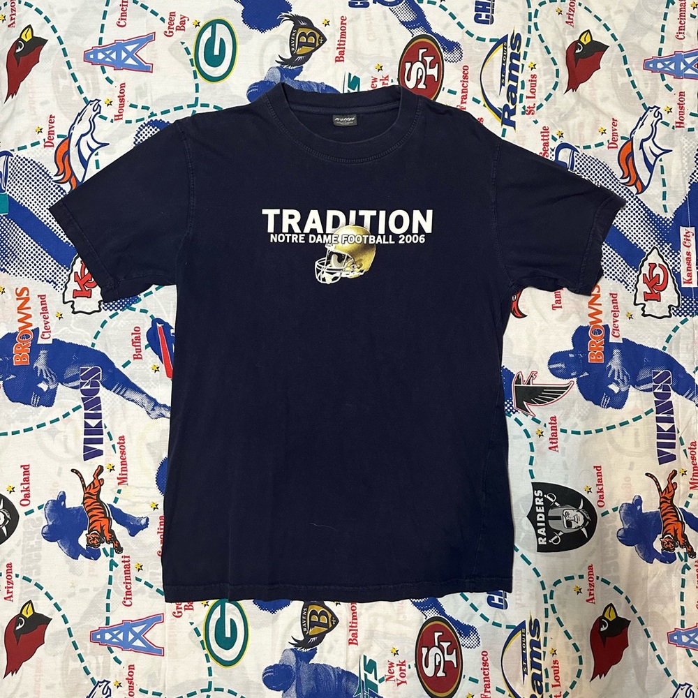 Vintage 2006 Notre Dame Football Double Sided Heavy Graphic T Shirt